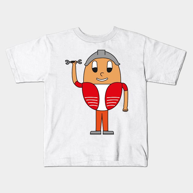 Egg Construction-Worker Kids T-Shirt by M.-P.-Mueller